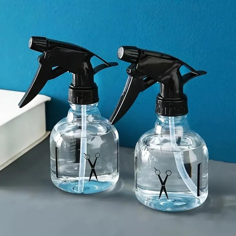 2pcs hairdressing spray bottles - 250ml transparent, adjustable mist for salon-quality styling, plants & home cleaning bottle hair empty plastic with nozzle for and solutions includes funnel labels