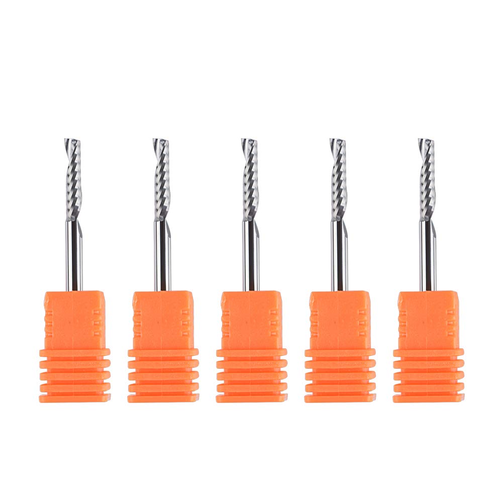 SpeTool 5pcs Fresas Aluminio CNC Carburo Tungsteno 1-Flauta 3,175mm x 15mm Fresa Punta