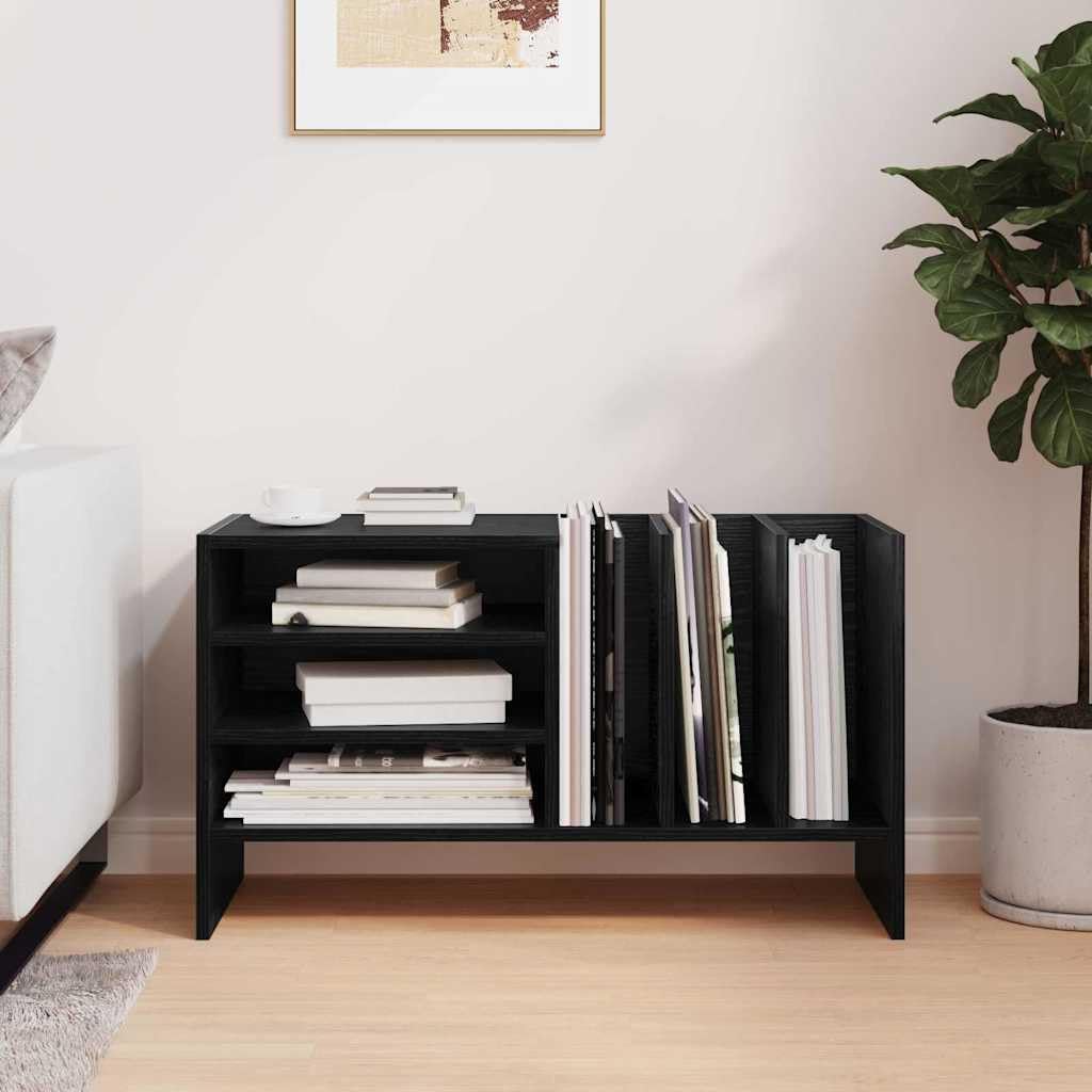 Armario para discos de vinilo, aspecto de roble negro, 78,5 x 35 x 45 cm, con 6 estantes, mueble multimedia versátil para vinilo, CD, DVD, sala de estar y cine en casa