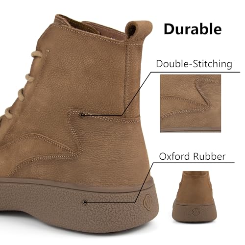 Men Lace Up Cowboy Boots, Genuine Leather Casual Fashion Wide Comfortable Durable Western Chelsea Chukka Boots, Round Toe Non-Slip Oxford Rubber Work Shoes Retro Stylich4