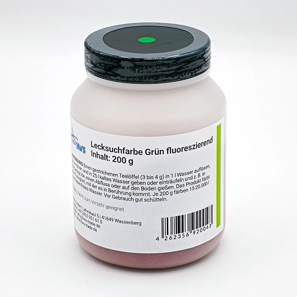 HWS Lecksuchfarbe Markierungsfarbstoff für Wasser, 200 g Dose Grün fluoreszierend