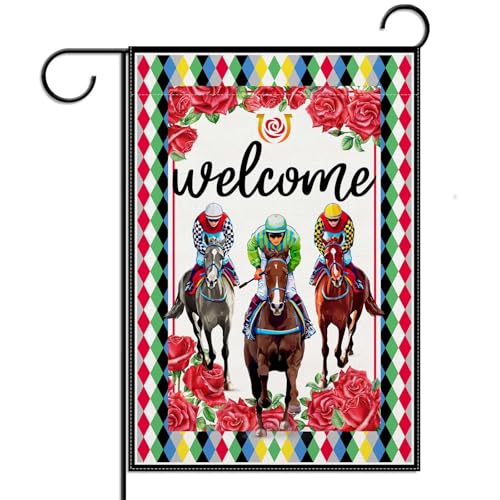 Linen Kentucky Garden Flag 12.5×18'' Horse Racing Game Yard Sign