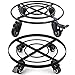 Lot de 2 supports de plantes en pot en métal de 14 "16" avec roues verrouillables en métal Support de pot de fleurs rond sur roulettes Roues de support de chariot