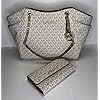 MICHAEL-Michael-Kors-Jet-Set-Travel-Large-Chain-Shoulder-Tote-bundled-with-Michael-Kors-Jet-Set-Travel-Trifold-Wallet Michael Kors MICHAEL Michael Kors Jet Set Travel Large Chain Shoulder Tote bundled Jet Set Travel Trifold Wallet (Signature Vanilla/Acorn)