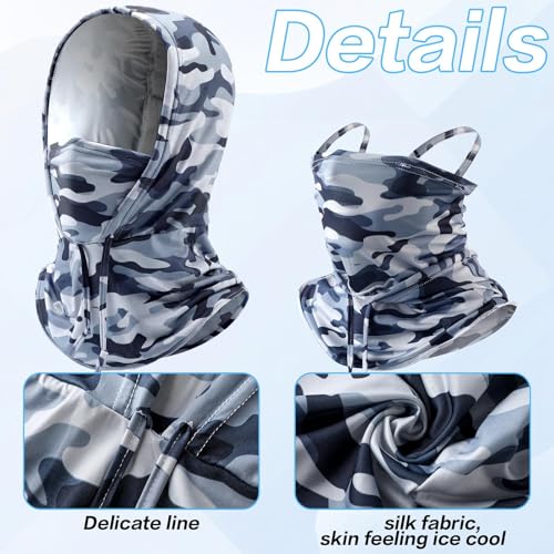 Image of Patelai 6 Pcs Summer Balaclava UV Face Mask Sun Protection Cooling Hood Full Head Face Cover for Women Men Cycling Fishing