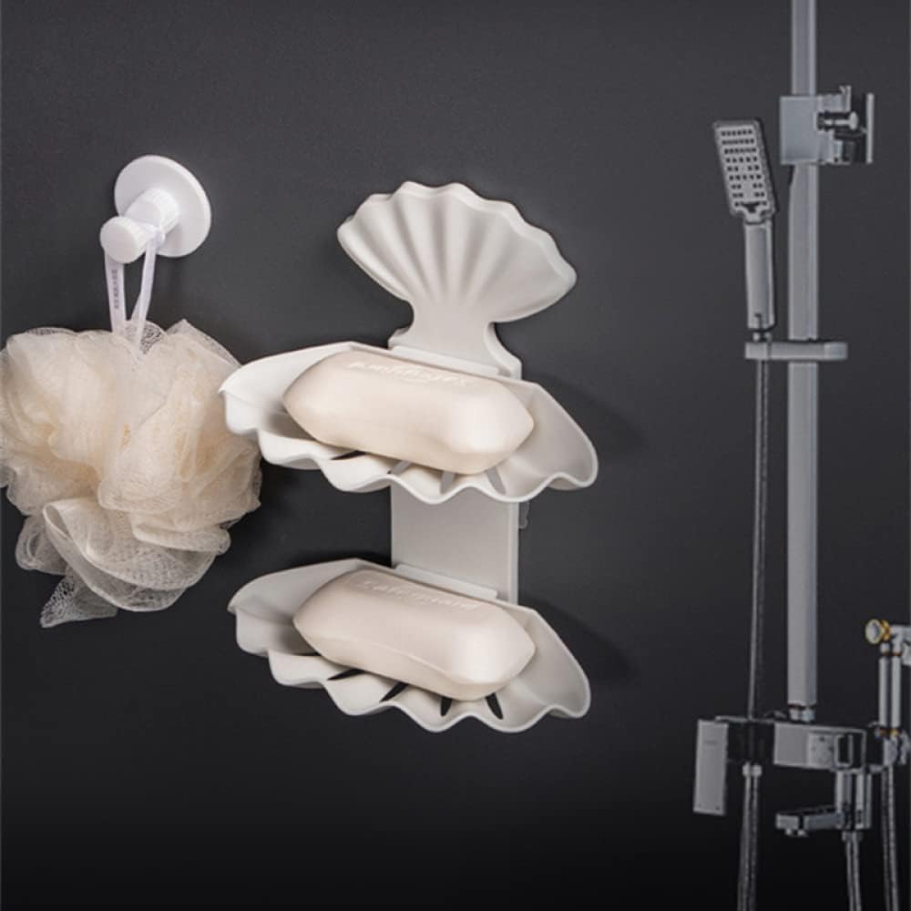 Jabonera de Pared Creativa con Doble desagüe y Soporte for maquinilla Afeitar for Ducha baño