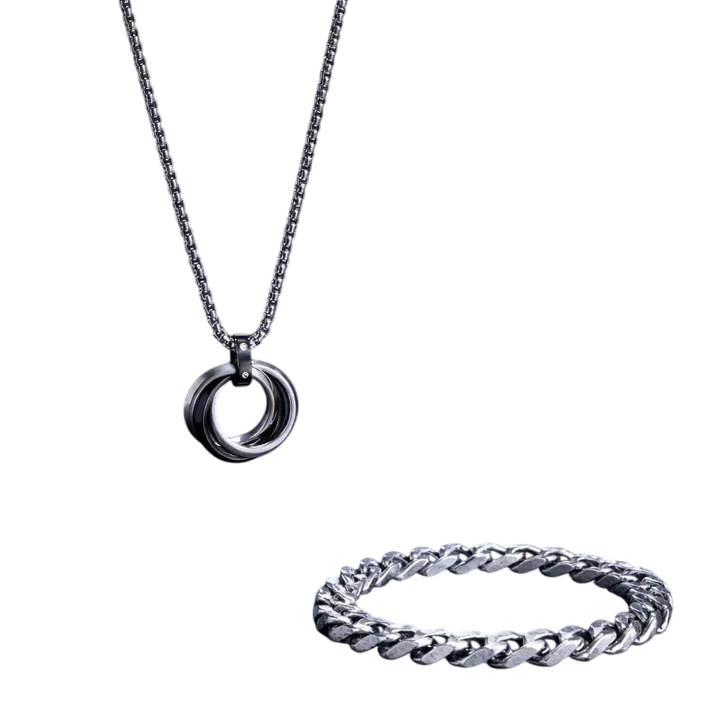 salty alpha Chrome Vanguard Mens Jewellery Combo for Men & Boys | Fancy & Stylish Accessories | Anniversary, Engagement, Birthday & Everyday Wear | Gift for Valentine Day-picture-11