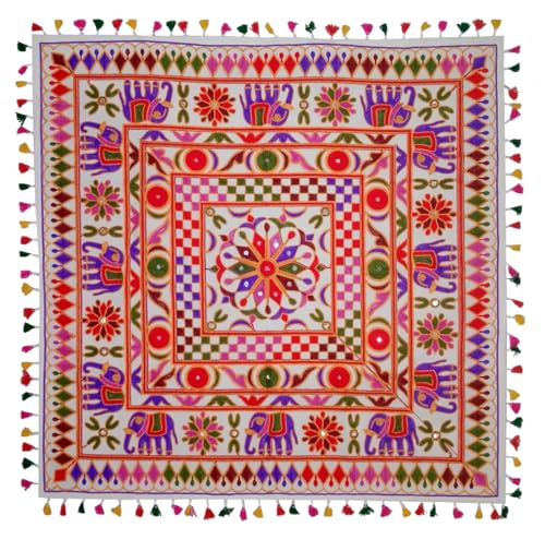 Tapisserie coton Forest Affairs nappe table brodée vintage tenture murale - 2