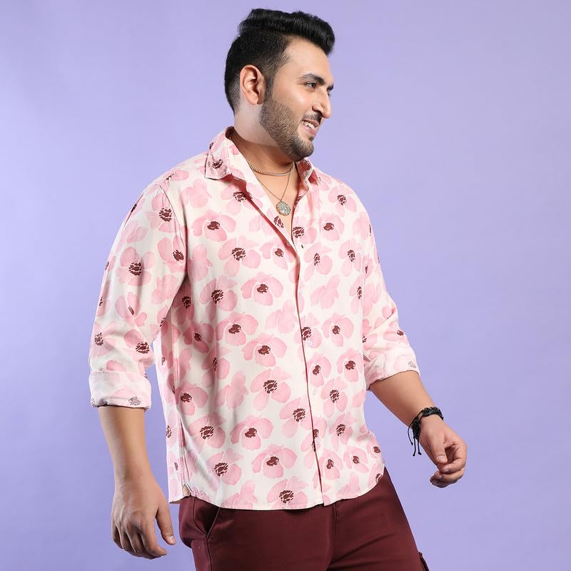 Image of Instafab Plus Men's Shirt for Casual Wear | Spread Collar | Plus-Size Fit | Long Sleeve | Button Closure | Cotton Shirt Crafted with Comfort Fit for Everyday Wear