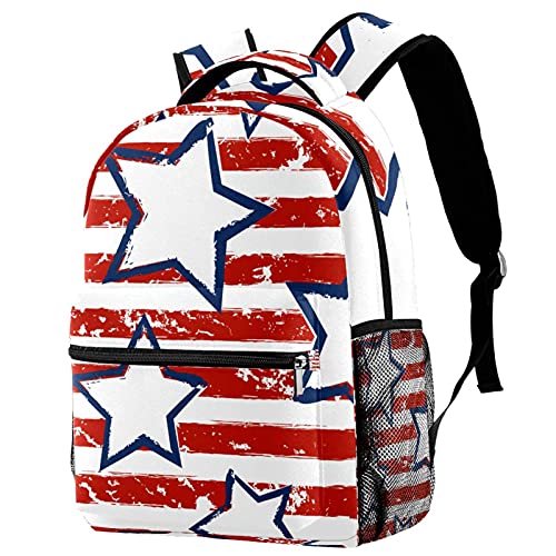 Sac à dos de voyage motif étoiles blanc et rouge pour filles et garçons
