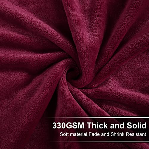 Image of Soft California King Blanket Warm Fuzzy Microplush Lightweight Thermal Fleece Blankets for Couch Bed Sofa,102X108Inch,Wine Red