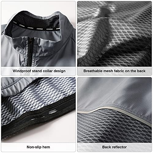 Catena Men's Cycling Coat Lightweight Reflective Windbreaker Waterproof Windproof Ligrhtweight Bike Jacket Outdoor Packable (Gray Xl) #TOP2