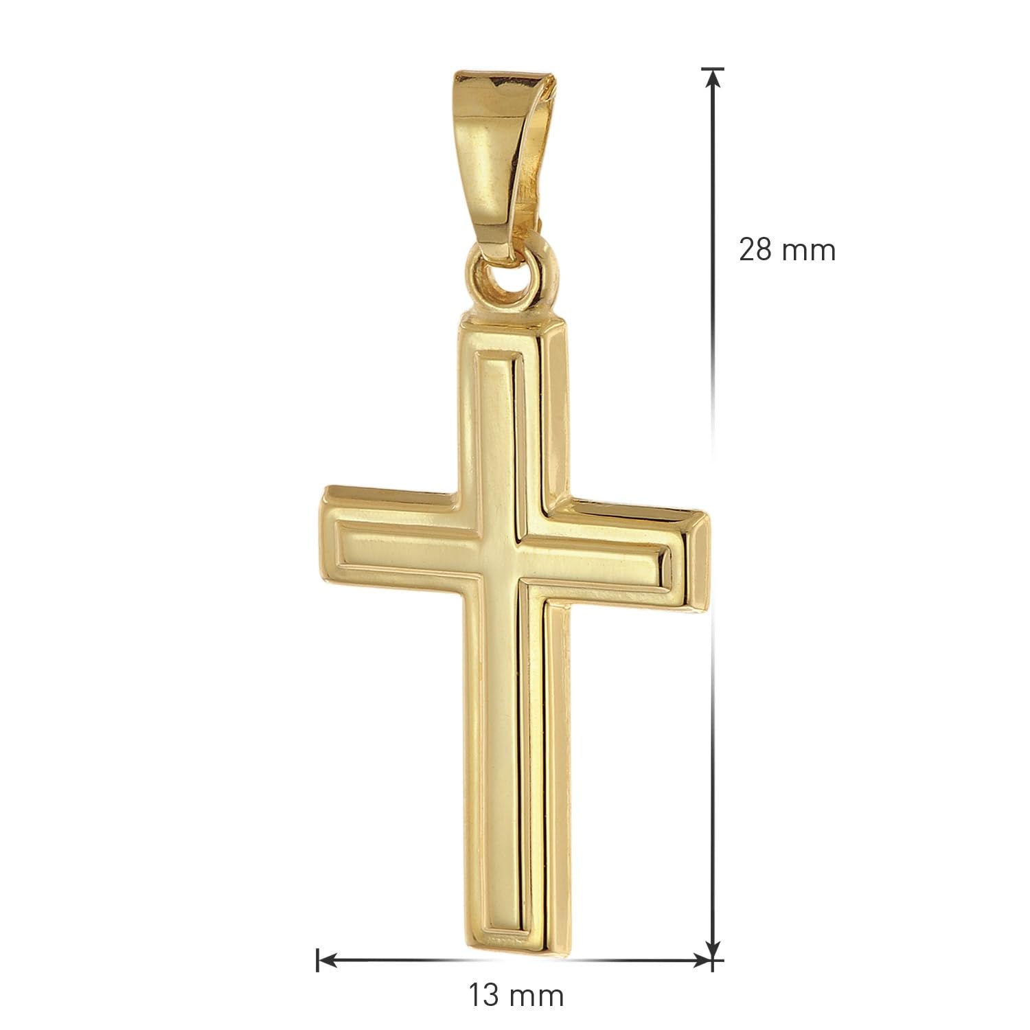trendor Kreuz-Anhänger Gold 333 mit goldplattierter Silberkette 68420 | zeitloses Schmuckstück für Damen und Herren, elegante Geschenkidee und schönes Accessoire