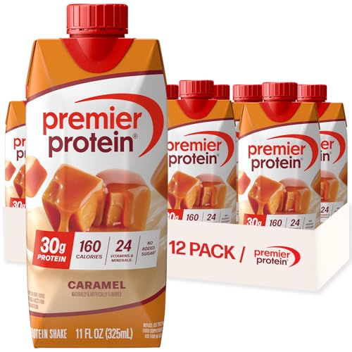 Premier Protein Shake, Caramel, 30g Protein, No Added Sugar, 24 Vitamins & Minerals to Support Immune Health, 11 fl oz, 12 Pack