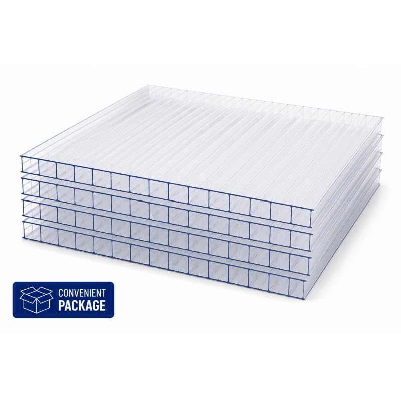 EZOOZA Polycarbonat Waben, 6 mm, 200 x 98 cm, transparent, 4 Stück