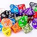 TecUnite 25 Pieces Polyhedral Dice Set with Black Pouch for Other Table Games with Random Multi Colored Assortment (Mix Color,10 Side)