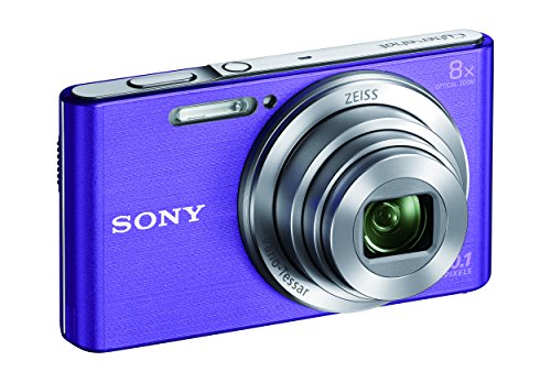 Image of Sony CyberShot DSC W830 20.1 MP Point and Shoot Camera (Violet) with 8X Optical Zoom, Memory Card and Camera Case