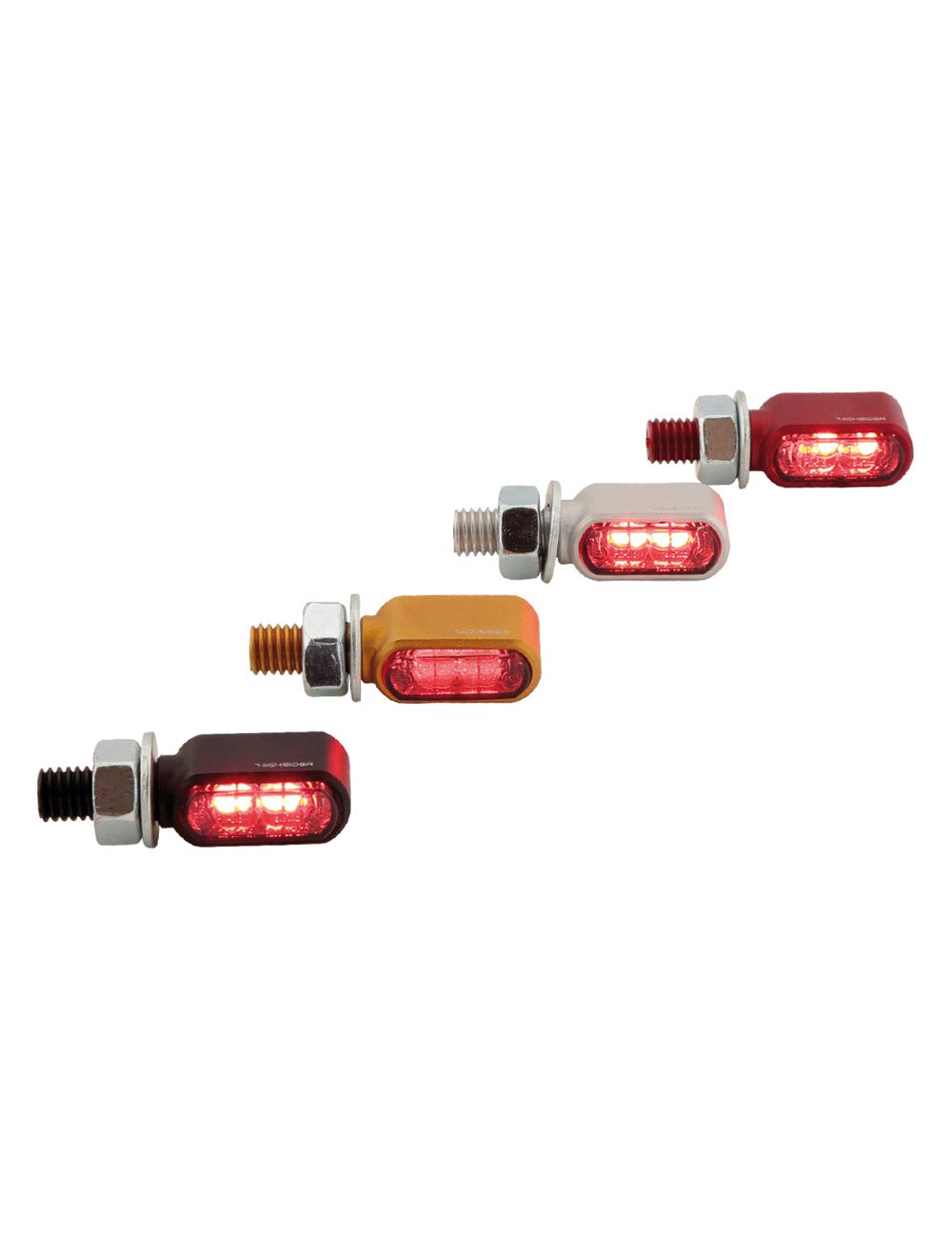 HIGHSIDER Intermitentes LED de freno y luz trasera para motocicleta, 3 en 1 Little Bronx, certificado E (2 unidades) (negro)