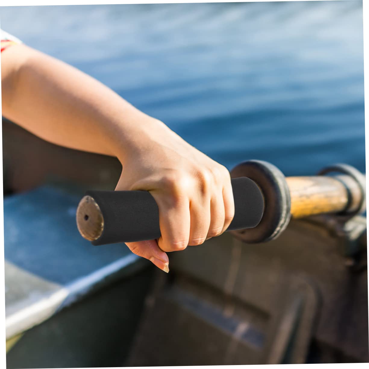 KOMBIUDA Copertura della Maniglia di Spugna Anti-Slip Protezione Mano Presa Impugnature per Manubrio Impugnatura Ergonomica per Pagaia da Kayak Guida per Paddle di Kayak Nero