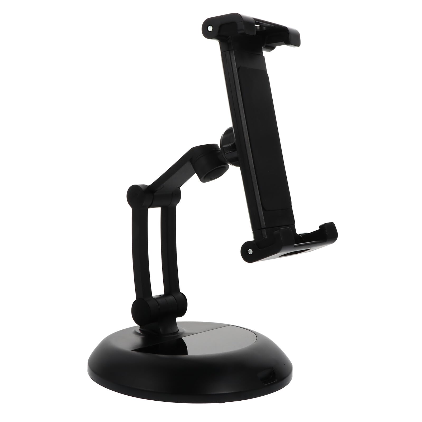 Adjustable Metal Phone and Tablet Stand Desktop Bracket Foldable Holder for Mobile Devices Black Without Connectivity Compatible for Home and Office Use