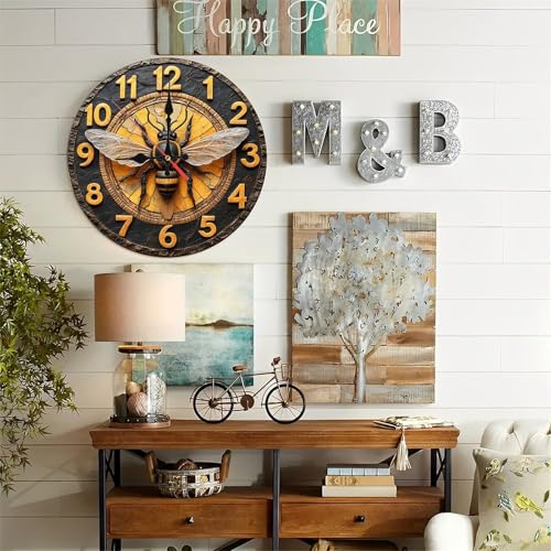 Reloj de pared analógico redondo de madera 10 pulgadas miniatura 4