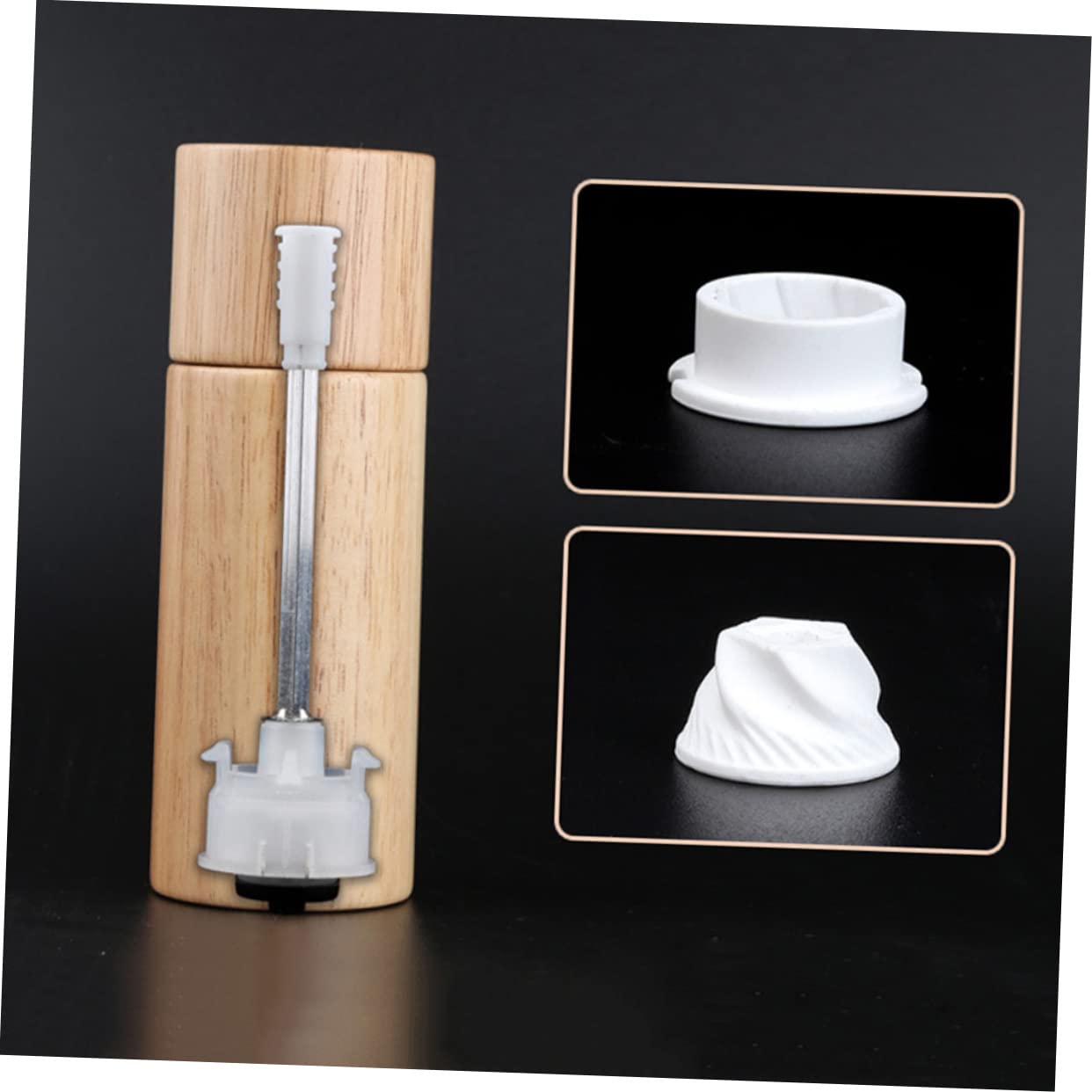 KICHOUSE Grinder Black Pepper Bottle Handheld Pepper Containers Sturdy Wooden Pepper Mill