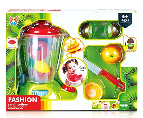 Comdaq Juicer Set with Fruits Light and Sound Toy Pretend Play Role Play Kitchen Playset with Accessories for Kids Above 3 Years of Age – Multi-color