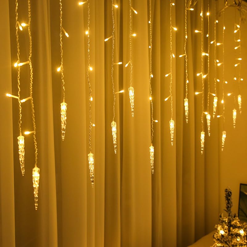 Luces solares de gotas de hielo de 4m para decoración navideña exterior 7