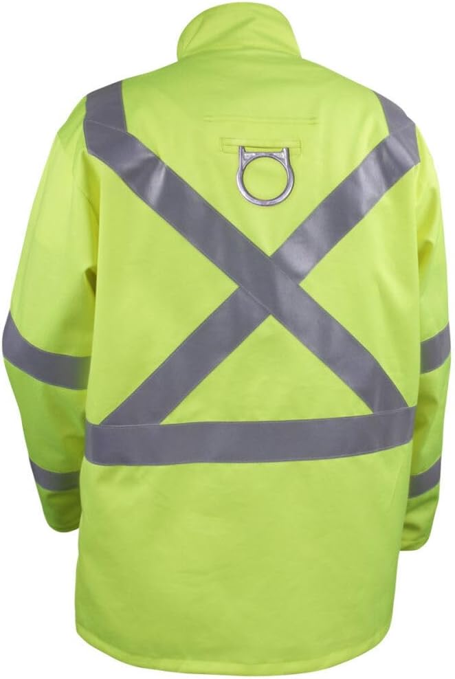 Black Stallion (JF1012 Safety Welding Jacket, 9 oz Flame Resistant Cotton, 2" Silver Reflective Tape, Welder's Collar