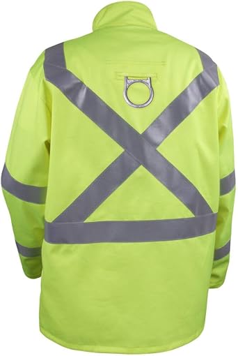 Black Stallion (JF1012) Safety Welding Jacket, 9 oz Flame Resistant Cotton, 2 Silver Reflective Tape, Welder's Collar