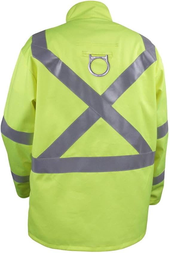 Black Stallion (JF1012) Safety Welding Jacket, 9 oz Flame Resistant Cotton, 2 Silver Reflective Tape, Welder's Collar