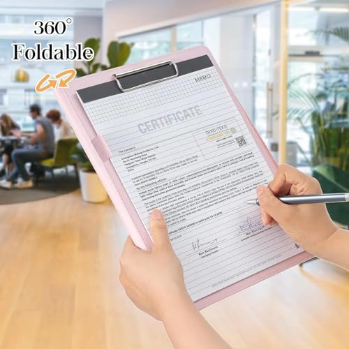 portfolio folder padfolio with a4 clipboard pu leather portfolio clipboard business binder writing clip board organizer for legal documents business card men women pink