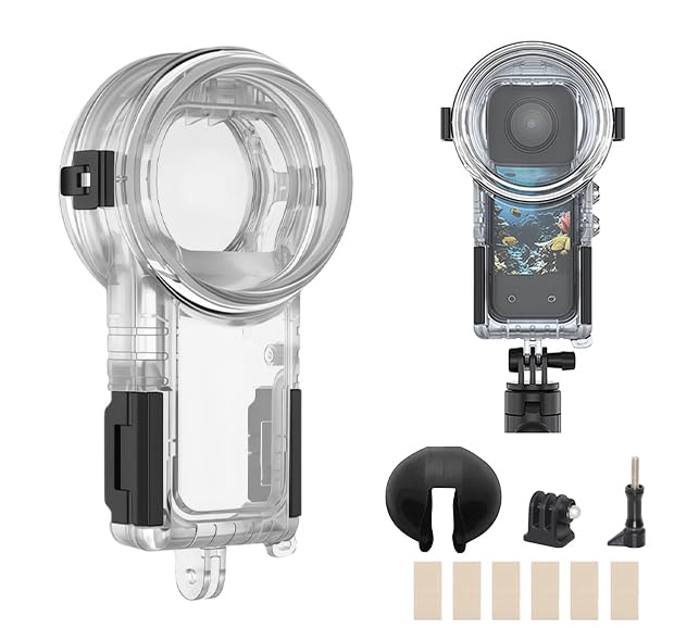 Invisible Buceo Funda Compatible con Insta360 X5, 60m/196ft Depths Sumergible Carcasa, 360°Completa Subacuática Protección, Acción Cámara Accesorio para Buceo, Surf, Esnórquel, Esquí