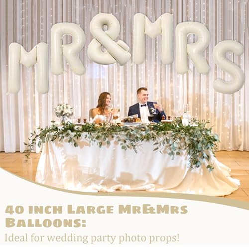 Image of 40inch Mr and Mrs Wedding Decor Balloons - Jumbo Mr&Mrs Engagement Balloons for Engagement Party Bridal Shower Wedding Backdrop Decorations for Ceremony Reception