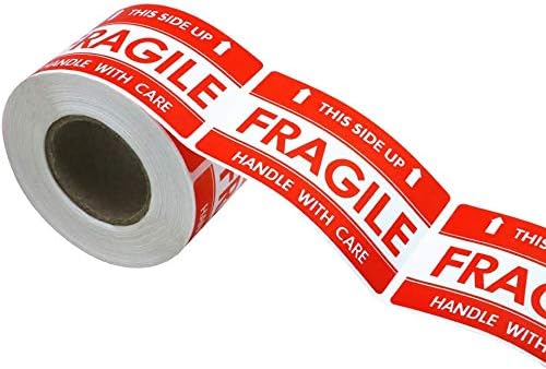 DREAM ART 2x3 inch Handle with Care This Side Up Fragile Stickers Adhesive Label 500 Per Roll 1Roll (1Roll)…