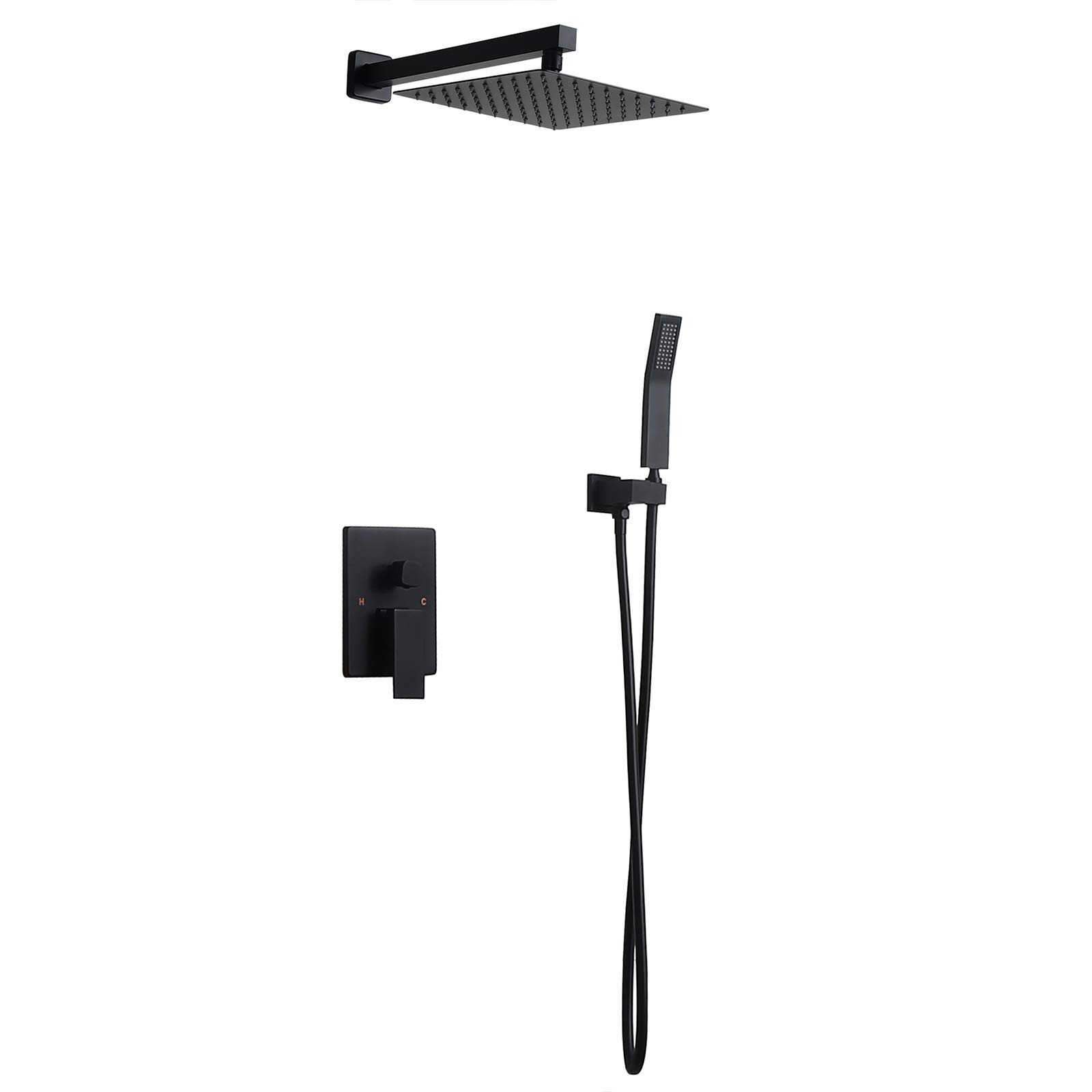 Buy Homary Matte Black Wall Mounted Rain Shower Set 10" Square Shower