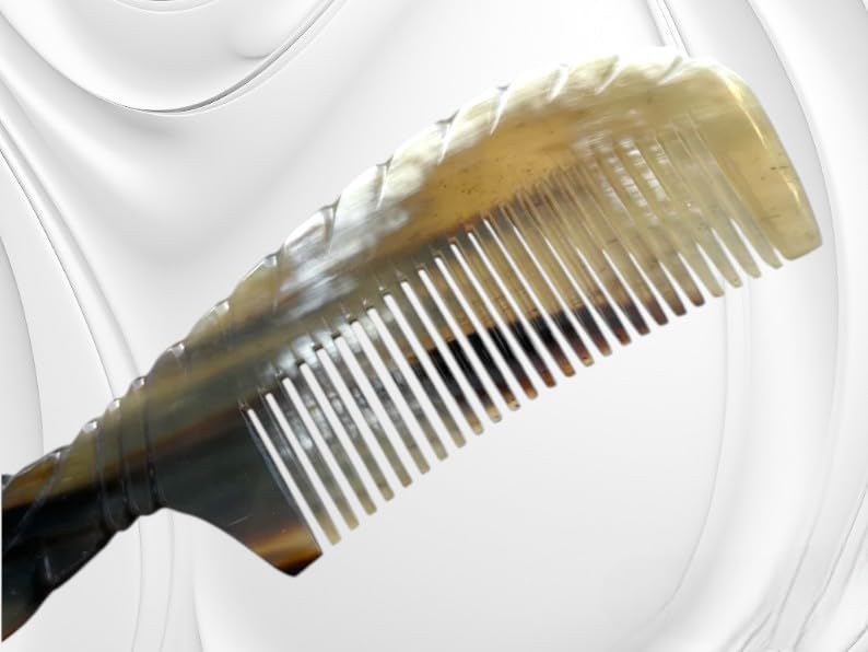 Image of SOFIYA CRAFT Ox Horn Comb Handmade Anti Static Natural Fine Horn Comb With smooth Handle- Massage Fine tooth Comb A Great Gift