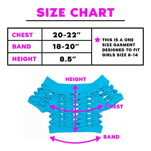 Malibu Sugar Girls (7-14) Short Sleeve Neon Mesh Crop Top Fishnet Shirt One Size Neon Fuchsia #TOP5