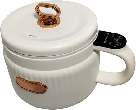 Small Rice Cooker 1.6L Noodle Cooker Keep Warm Portable Electric Pot Nonstick for 1-2 People Camping Cooking Soup Oatmeal, Beige