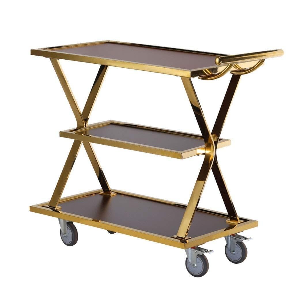 Carrello da Cucina in Acciaio Inox a 3 Ripiani con Ruote bloccabili, Carrello di Servizio in Metallo per casa, Salone di Bellezza, Catering e Soggiorno