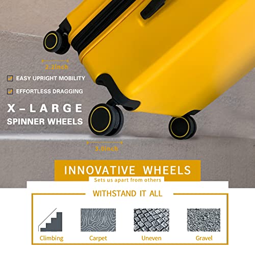 Image of Verage Luxe Freeland 68 cms Yellow Check-in Hardsided Trolley Bags for Travel, Expandable Hardshell Suitcase with Spinner Wheels, TSA Approved Lock Luggage (Medium-Check-in 24 inch)