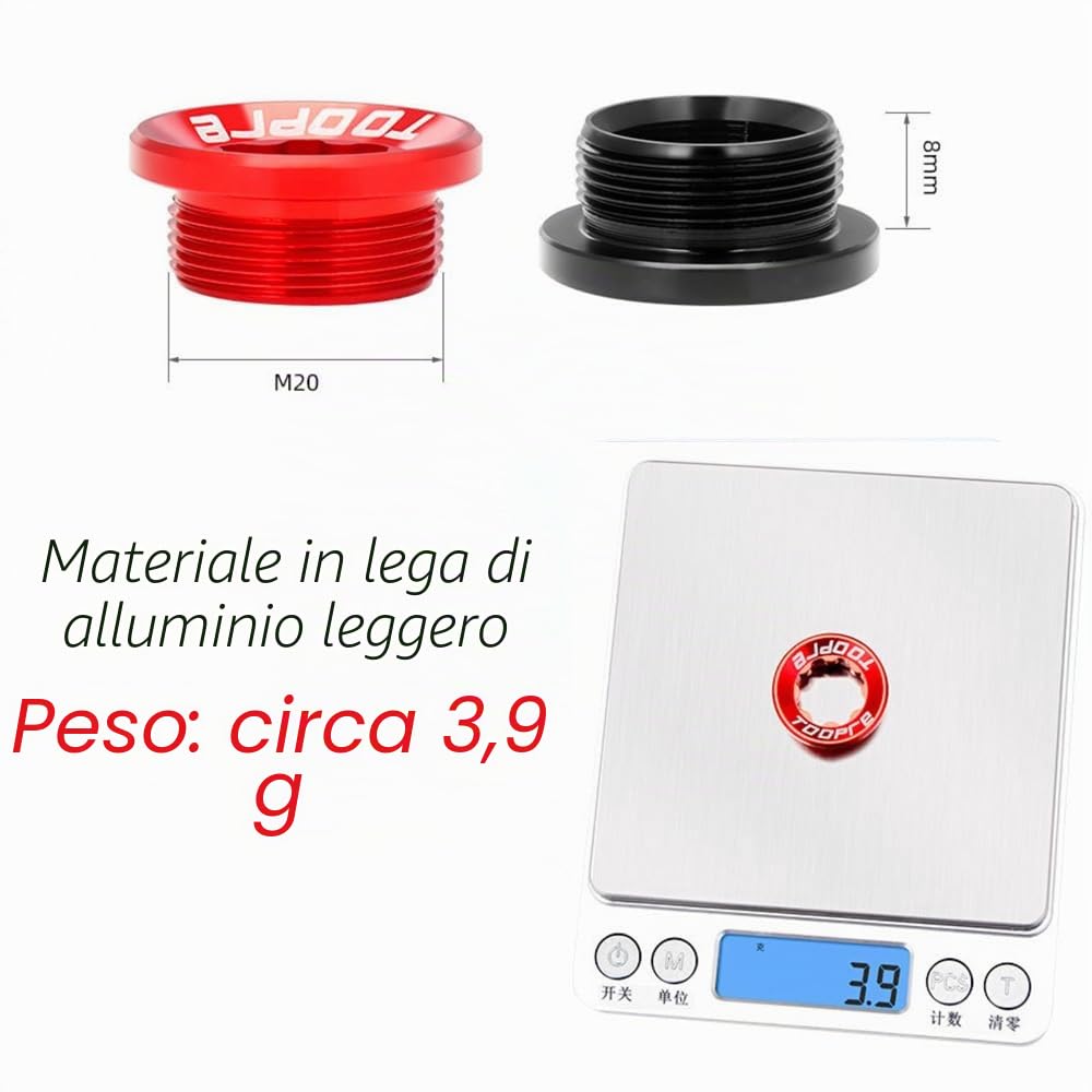 Tappo di Regolazione della manovella + Strumento Bici M20 guarnitura Copertura Viti Dadi guarnitura bullone per Shimano
