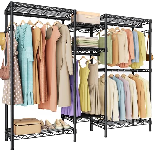 Catálogo de Closet Armable Bodega Aurrera los más recomendados. 44 JeeLeeko Perchero de Ropa Resistente, Closet armables para ropa, de metal, Ajustable, con 7 estantes de alambre ajustables y 4 barras para colgar ropa, 70.9' Lx 15.7' D x 76.4' H