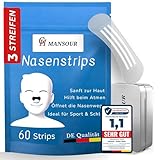 60x Premium Medizinische Latexfreie Nasenpflaster in Hautfarbe Nasenstrips gegen Schnarchen besser Atmen bei einer verstopften Nase Nasal Strips Extra stark für Sport und besseren Schlaf