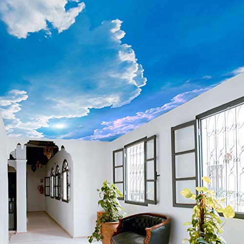 Blue Sky And Clouds Wall Mural (100X150) - Natural Scenery Design With Self-Adhesive Wallpaper - Easy To Install Peel And Stick Removable Decor For Living Room, Bedroom, Kitchen - Safe For Walls #TOP3