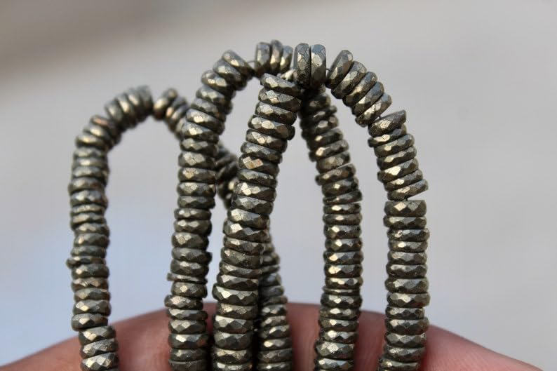 Naturalny piryt heishi fasetowane koraliki 5-7 mm 20 cm długi sznurek tworzenie biżuterii koraliki z kamieni szlachetnych do naszyjnika bransoletki