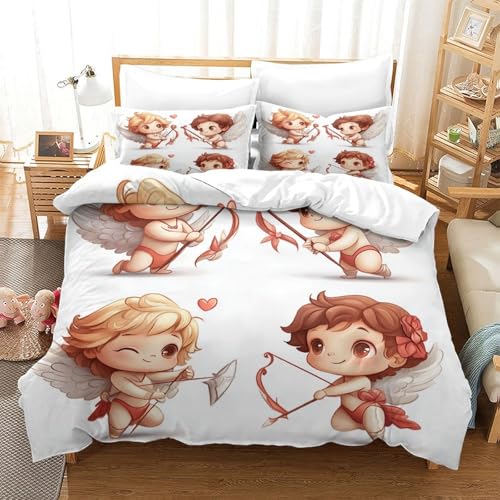 Parure de lit Cupidon en microfibre résistante qui ne rétrécit pas au lavage