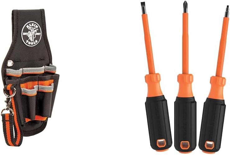 Klein Tools 5240 Tool Pouch & 85073INS Insulated Screwdriver Set Features 1000V Phillips
