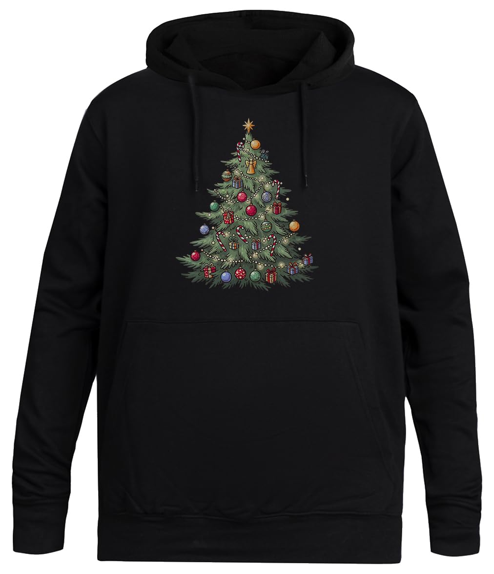 Słodka Kreskówkowa Choinka Czarna Bluza Unisex Bez Płci Unisex Black Hoodie Men Women