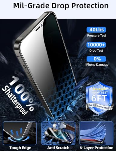 Image of AIBEX Privacy Tempered Glass Screen Protector Compatible for iPhone 12 Pro Max (6.7 Inches) with Edge to Edge Coverage and Easy Installation kit